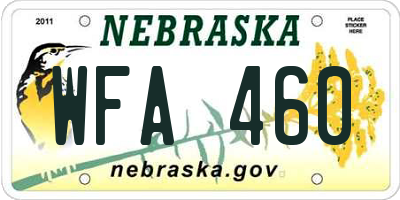NE license plate WFA460