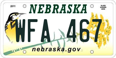NE license plate WFA467