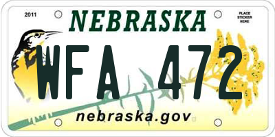 NE license plate WFA472
