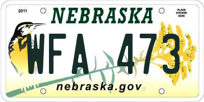 NE license plate WFA473