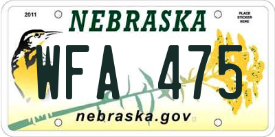 NE license plate WFA475