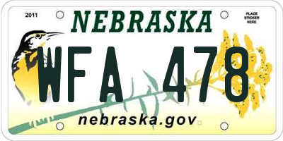 NE license plate WFA478