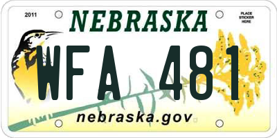 NE license plate WFA481