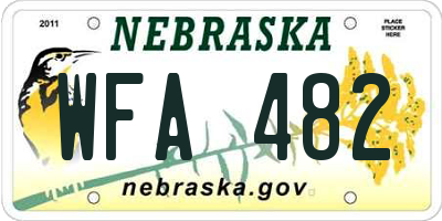 NE license plate WFA482