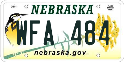 NE license plate WFA484