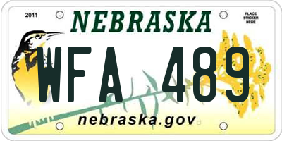 NE license plate WFA489
