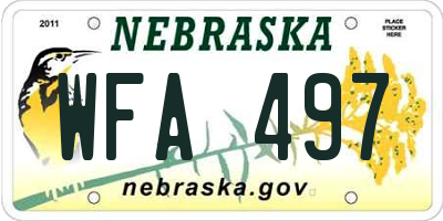 NE license plate WFA497