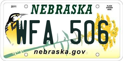 NE license plate WFA506