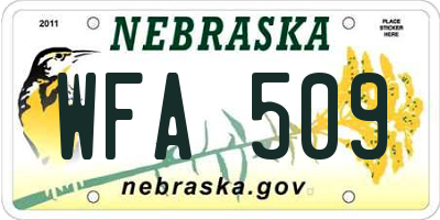 NE license plate WFA509