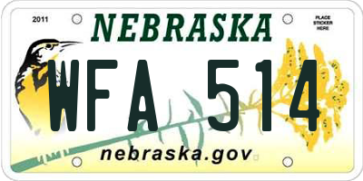 NE license plate WFA514
