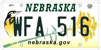NE license plate WFA516
