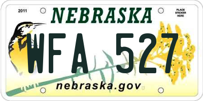 NE license plate WFA527