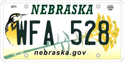 NE license plate WFA528