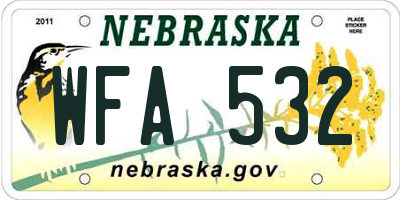 NE license plate WFA532