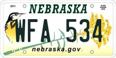 NE license plate WFA534