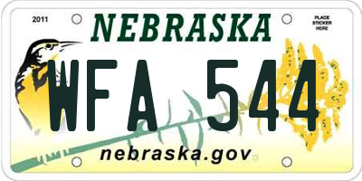 NE license plate WFA544