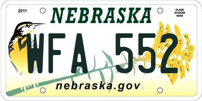 NE license plate WFA552