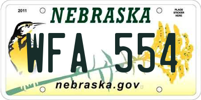 NE license plate WFA554