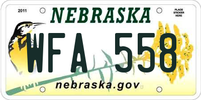 NE license plate WFA558