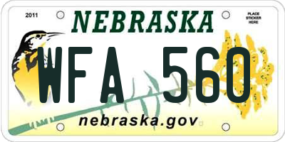 NE license plate WFA560