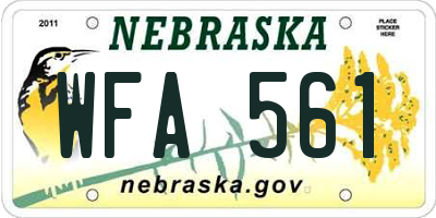 NE license plate WFA561