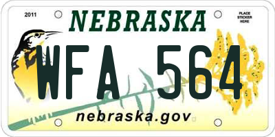 NE license plate WFA564