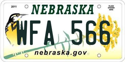 NE license plate WFA566