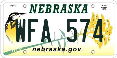 NE license plate WFA574