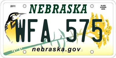 NE license plate WFA575