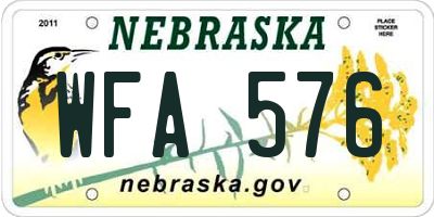 NE license plate WFA576