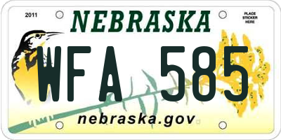 NE license plate WFA585