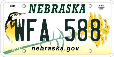 NE license plate WFA588