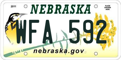 NE license plate WFA592