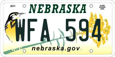 NE license plate WFA594