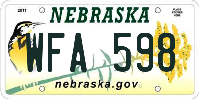 NE license plate WFA598
