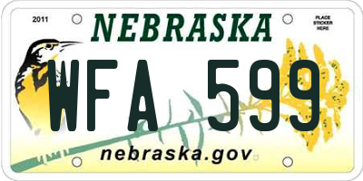 NE license plate WFA599