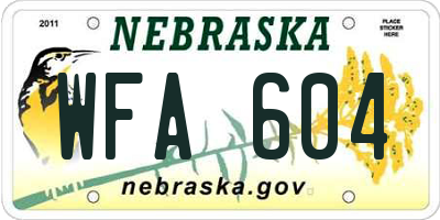 NE license plate WFA604