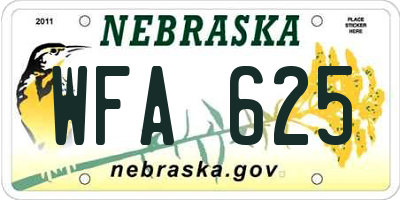 NE license plate WFA625