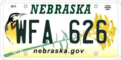 NE license plate WFA626