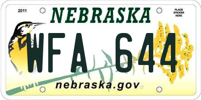 NE license plate WFA644