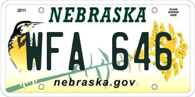 NE license plate WFA646