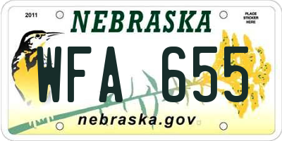 NE license plate WFA655