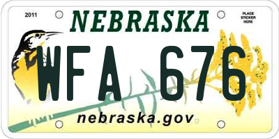 NE license plate WFA676