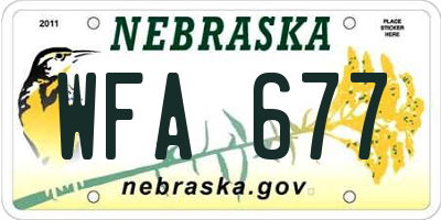 NE license plate WFA677