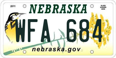 NE license plate WFA684