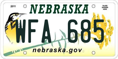 NE license plate WFA685