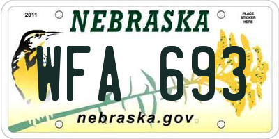 NE license plate WFA693