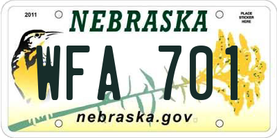 NE license plate WFA701