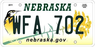 NE license plate WFA702