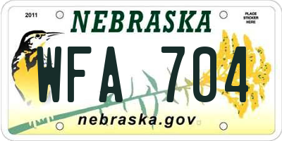 NE license plate WFA704